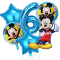 Mickey Mouse Birthday Party Decoration Blue Mickey Tableware Cups Plates Balloons Backdrop Pannents Gift Bag Kids Party Supplies