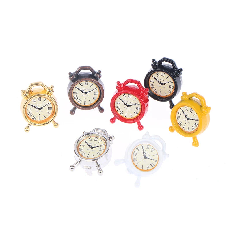 1Pc 1:12 Dollhouse Miniature Alarm Clock Model Doll Home Room Decoration Toy