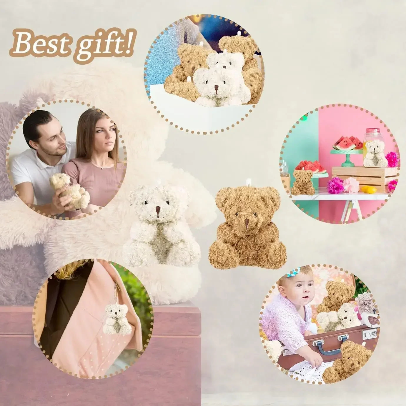 10-100Pcs Plush Mini Teddy Bear 4Inch Stuffed Animals Tiny Bears Mini Bear Soft Bear Doll for Party Favor DIY