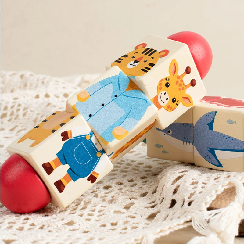 Wooden Forest Animals Marine Animals Rotating Puzzles Fine Motor Training Animal Cognition Matching Puzzle Educational Toys