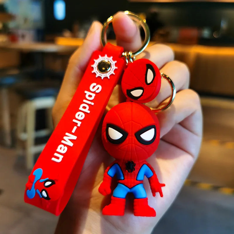 Classic SpiderMan Keychain Pendant Disney Marvel Amazing Inverted Silk Stereo Doll Car Hanging Decor Keychain Birthday Gift Toys