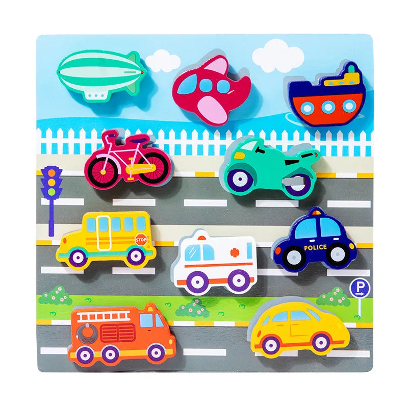 Children's 3D Puzzle Animal Transportation Sea Animal Fruits Early Education Fun DIY Paste Puzzle Toys for Kids Gifts