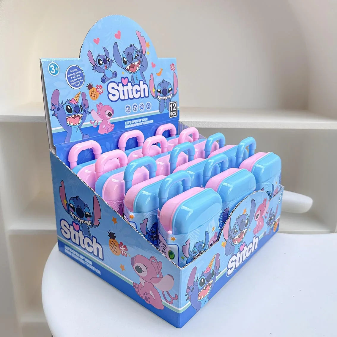 Disney 12pcs New Stitch  Blind Box Luggage Case Toy Blind Box Doll Educational Cartoon Cute Keychain Gifts