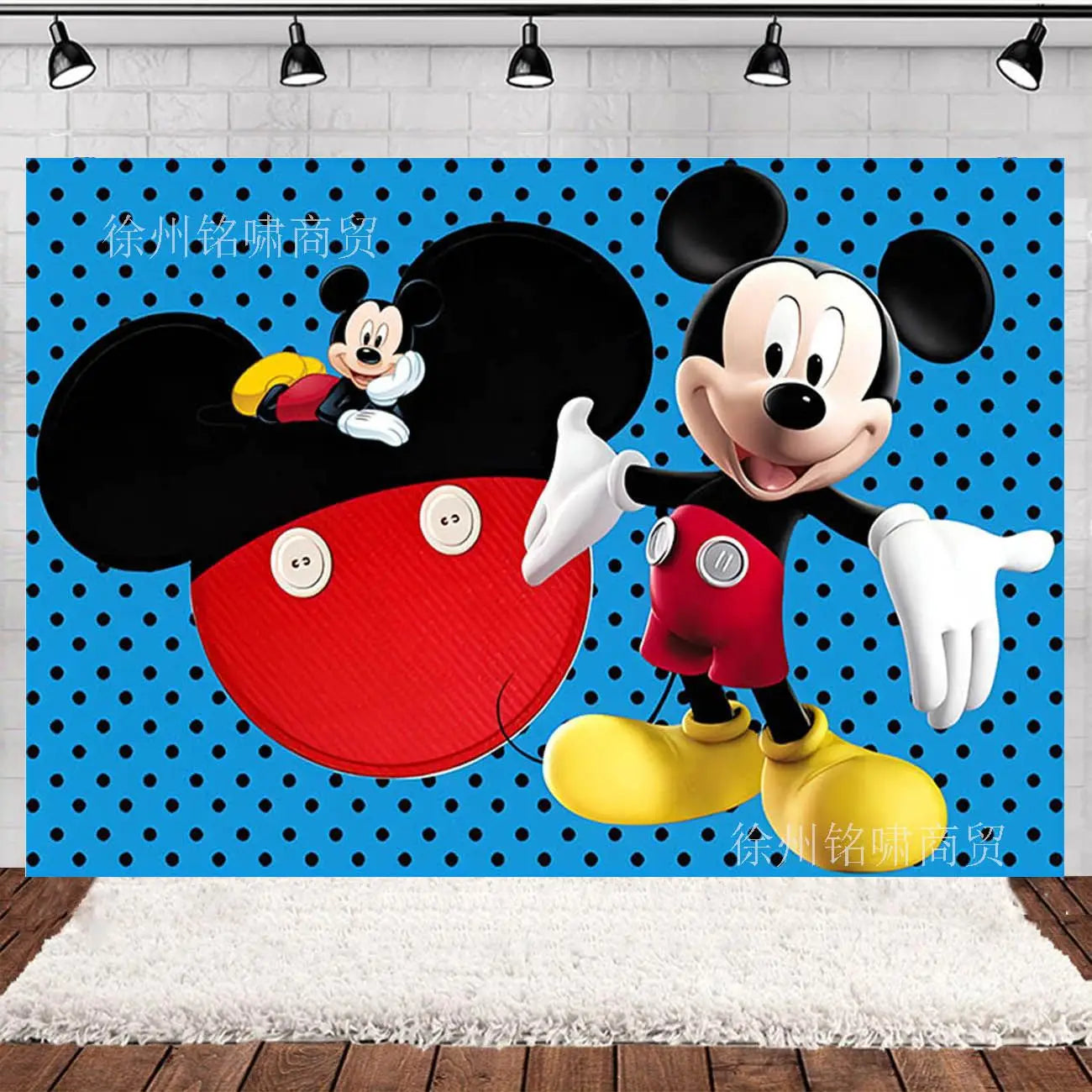 Mickey Mouse Birthday Party Decoration Blue Mickey Tableware Cups Plates Balloons Backdrop Pannents Gift Bag Kids Party Supplies