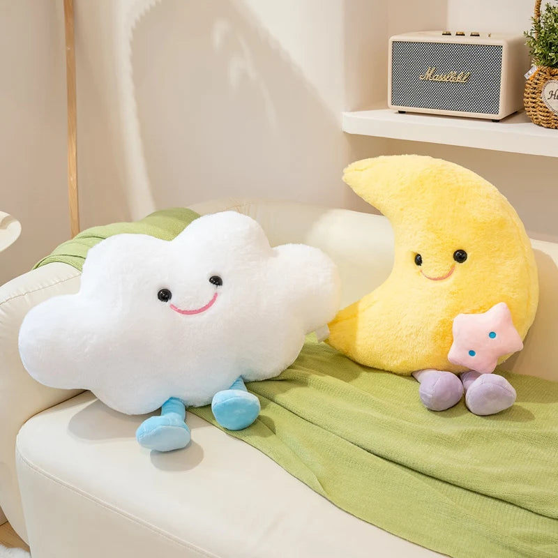 Smilling Cloud Moon with Legs Plush Toy Cute Soft Baby Appease Company Stuffed Doll Home Decor Pillow Birthday Gift for Kid Girl