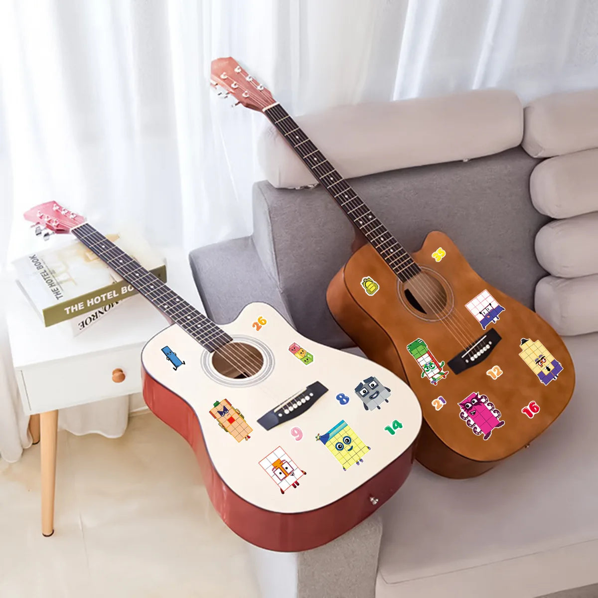 8/16Pcs Number Block Puzzle Make A Face Stickers Educational DIY Waterproof for Storage Box Drawer Guitar Stationery Box Decals