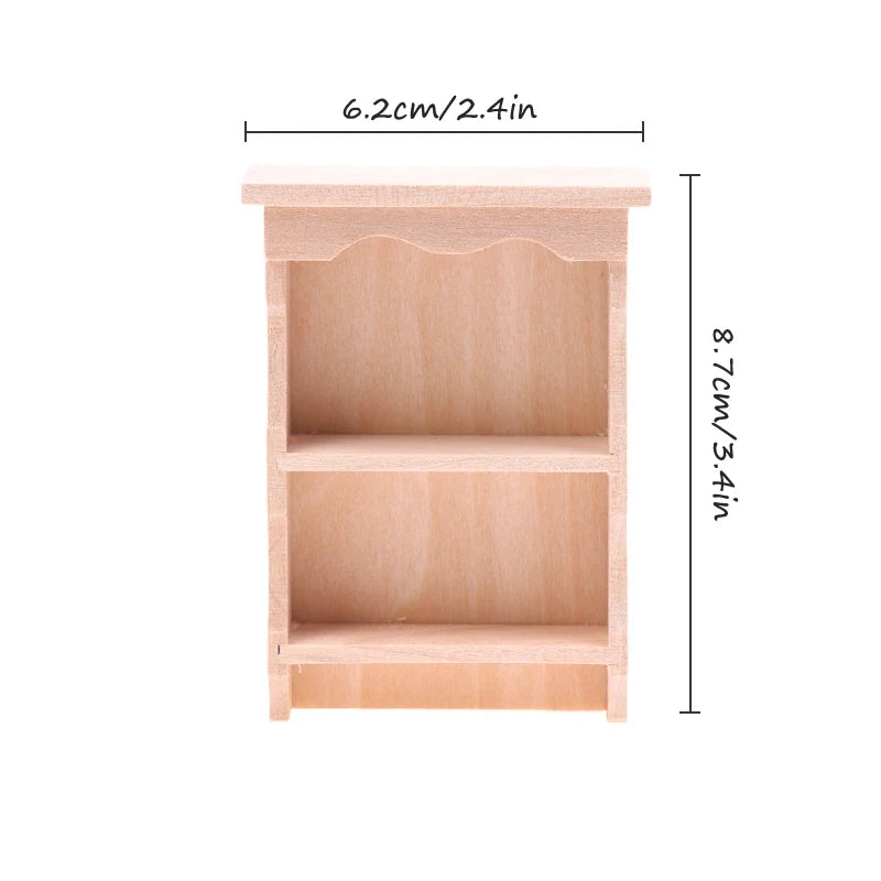 1Pcs Dollhouse Miniature Bookcase Storage Rack Mini Wood Cherry Display Shelf Cabinet Cupboard Doll House Furniture Model Toys