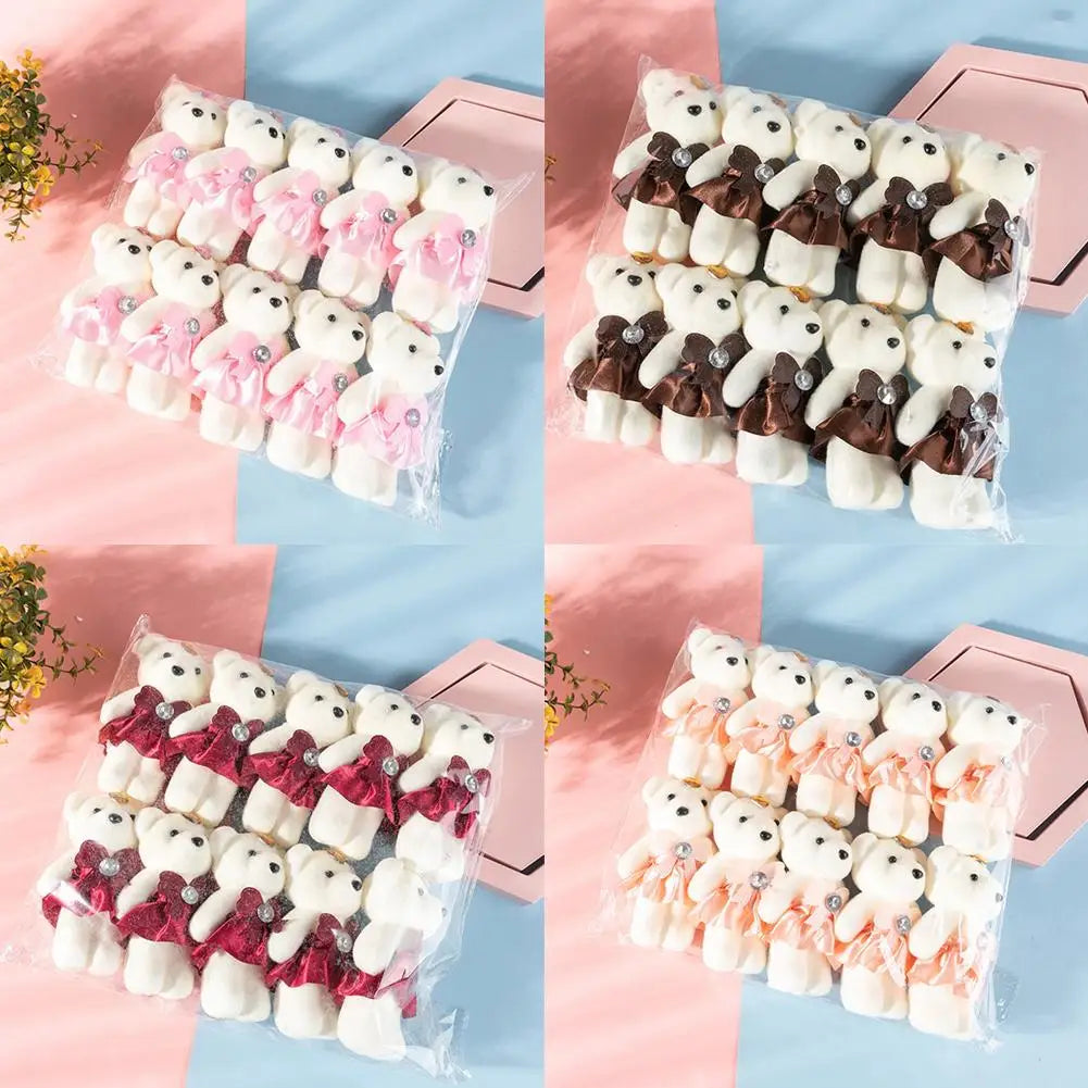10Pcs/Lot Soft Stuffed Bear Plush Toys Mini Teddy Bear Dolls Toy Small Gifts Bag Pendant Teddy Doll Keychain Keyring Gifts