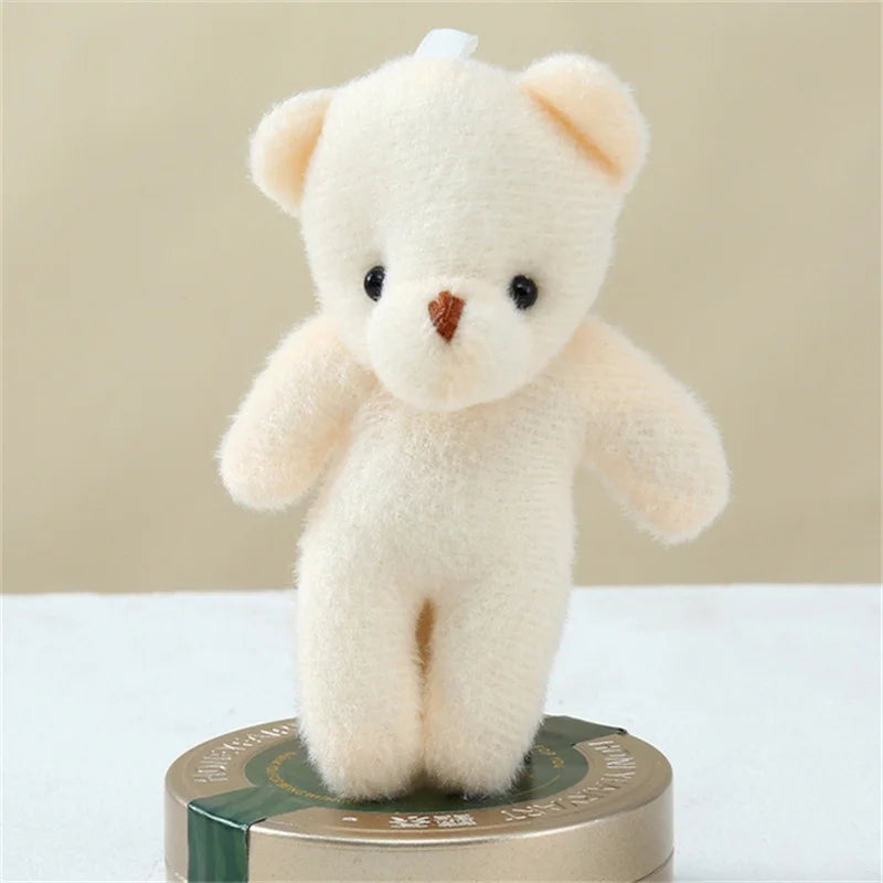 10/50pcs/lot 11CM Mini Multi-function Teddy Stuffed Plush Toy Lovely White Bear Doll Toy Backpack Keychain Birthday Party Gifts
