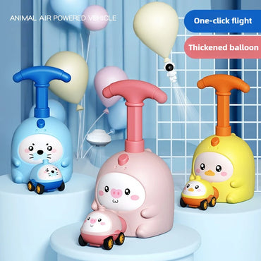 Children Air Power Vehicle Funny Science Experimen Cartoon Animals Aerodynamic Flying Balloon Car Kids Educational Puzzle Toys