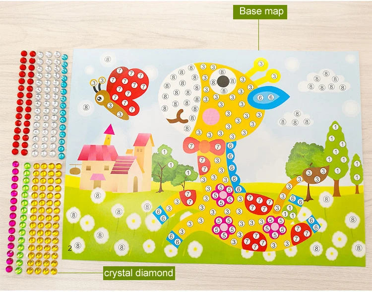 Kids Handmade DIY Diamond Stickers Crystal Paste Painting Puzzle Toys Children Cartoon Creative Sticker Art