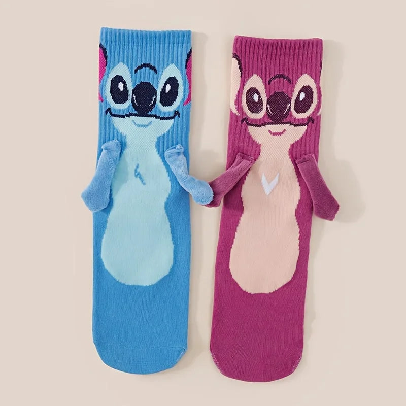 Disney 1-5pcs Stitch Crew Socks Kawaii Soft Cotton Blend for Adults Kids Daily Wear Christmas Birthday Gift