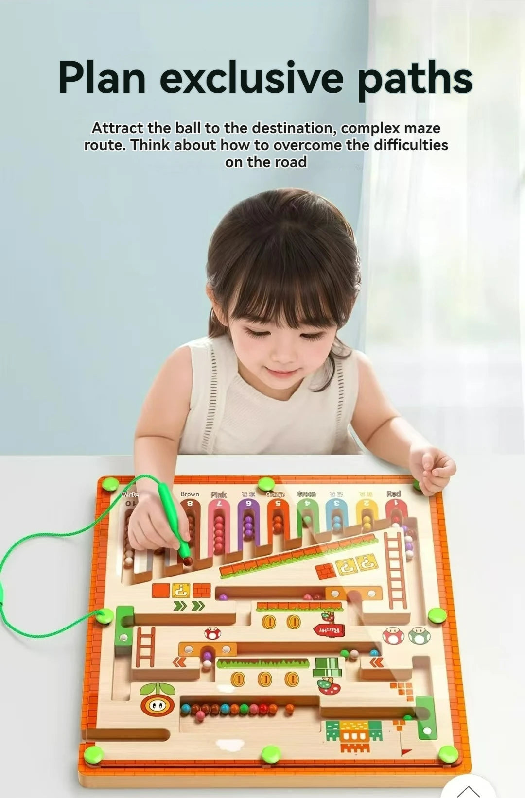 New 3D Kid Magnetic Labyrinth Ball Stem Fine Motor Skill Builder for Preschoolers Age 3-4 Interactive Early Education Puzzle Toy