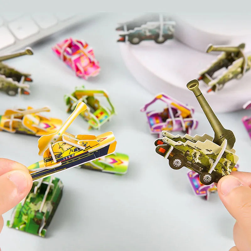 Simulated Tank Car 3D Paper Jigsaw Puzzles Toys Mini Foam Building Block Assemble Model Crafts Kids Boys Classroom Rewards Gifts