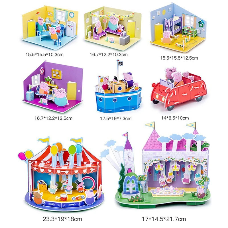 Peppa Pig Puzzle Three dimensional Children's Intelligence Enlightenment George Toys 3-6 Year Old DIY Handmade Gift
