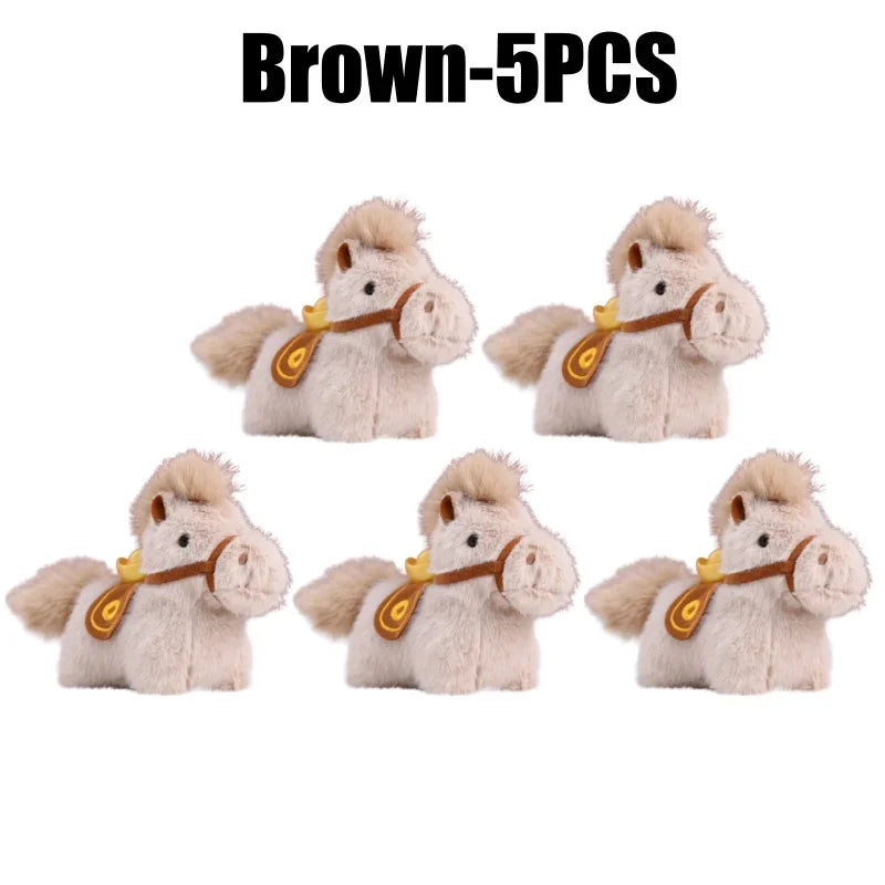 Year of Horse Mascot Plush Keychain Fluffy Pony Doll Soft Toy Bag Charm New Year Gift For Christmas Holiday Celebration