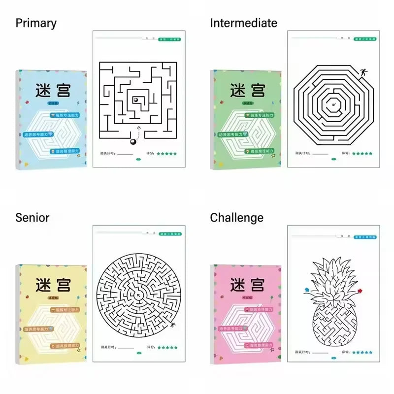 1/4Pcs Children Concentration Maze Training Book Student Thinking Development Attention Game Puzzle Intelligence Development Toy