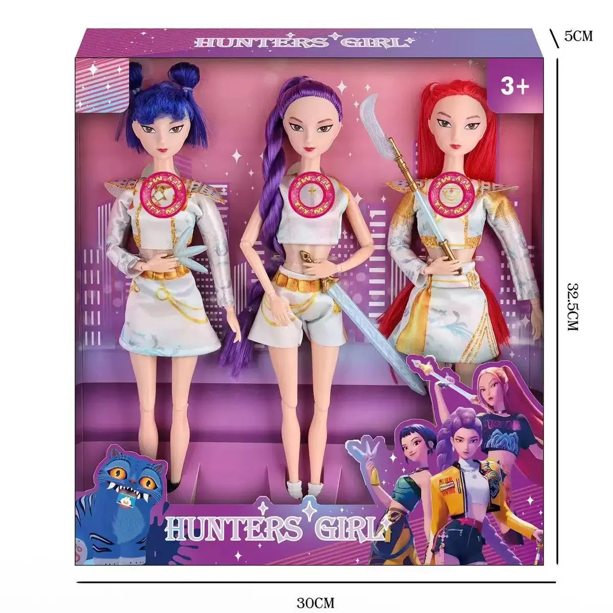 Hunters Girl Doll Rumi Mira Zoey Vinyl Figure Kpop Demon Hunters 11 Inch Posable Anime Toy with Theme Music for Kids Girl Gift
