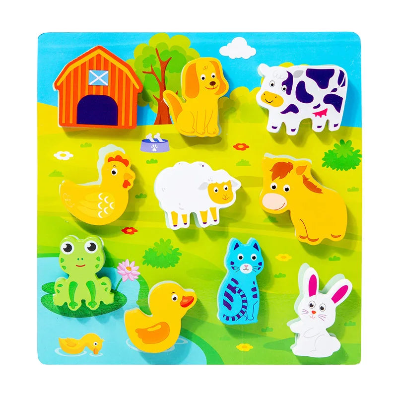 Children's 3D Puzzle Animal Transportation Sea Animal Fruits Early Education Fun DIY Paste Puzzle Toys for Kids Gifts