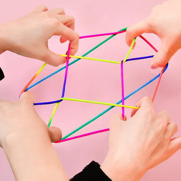 5 Rainbow Colored Nylon Rope Weaving Game Exercise Finger Flexibility Puzzle Small Toy Multiplayer magic Game Props Accessorie
