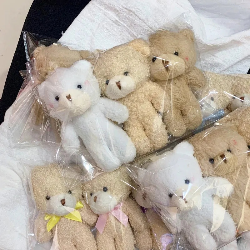3pc/set 13cm Teddy Bear Plush Doll Animal Bear Stuffed Toy Keychain Cute Cartoon Rabbit Plush Key Ring Bag Pendant Children Gift