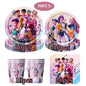 Demones Hunt Cartoon Anime Party Supplies Cutlery Set with Warrior Banner Plate Cake Topper K--Pop Cup for Birthday Party supply