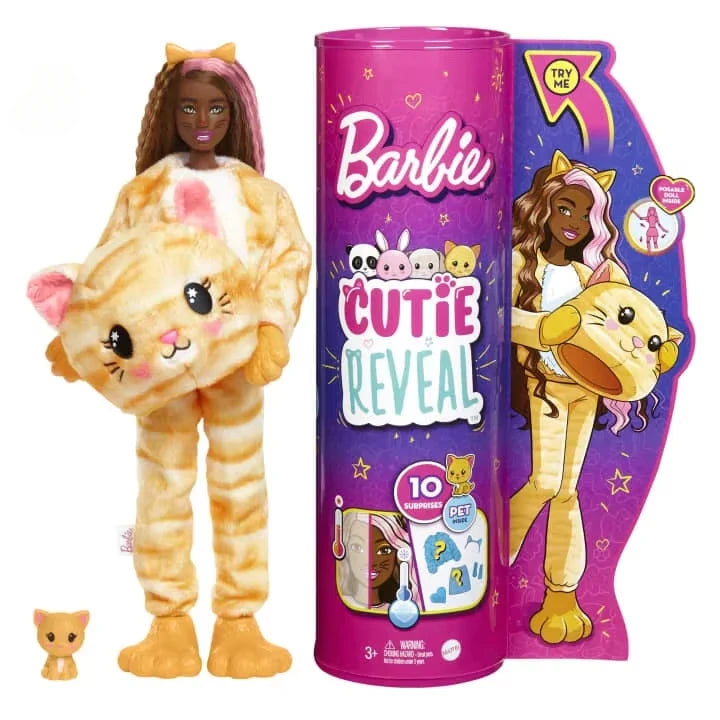 Original Barbie Cutie Reveal Cute Pet Series Fashion Plush Dolls Animal Surprise Dress Up Makeup Cosplay Toys for Girls Boy Gift