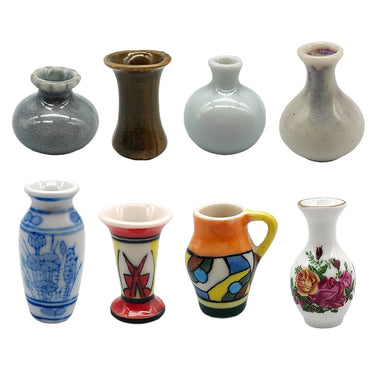 1:6 1:12 Dollhouse Mini Jars Vintage Ceramic Colorful Vase Model Doll Home Living Room Decor Toy Micro Landscape Ornament Prop