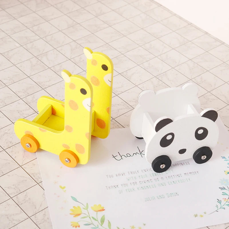 1:12 Dollhouse Miniature Panda Trolley Giraffe Storage Rack Model Furniture Decor Toy Doll House Accessories