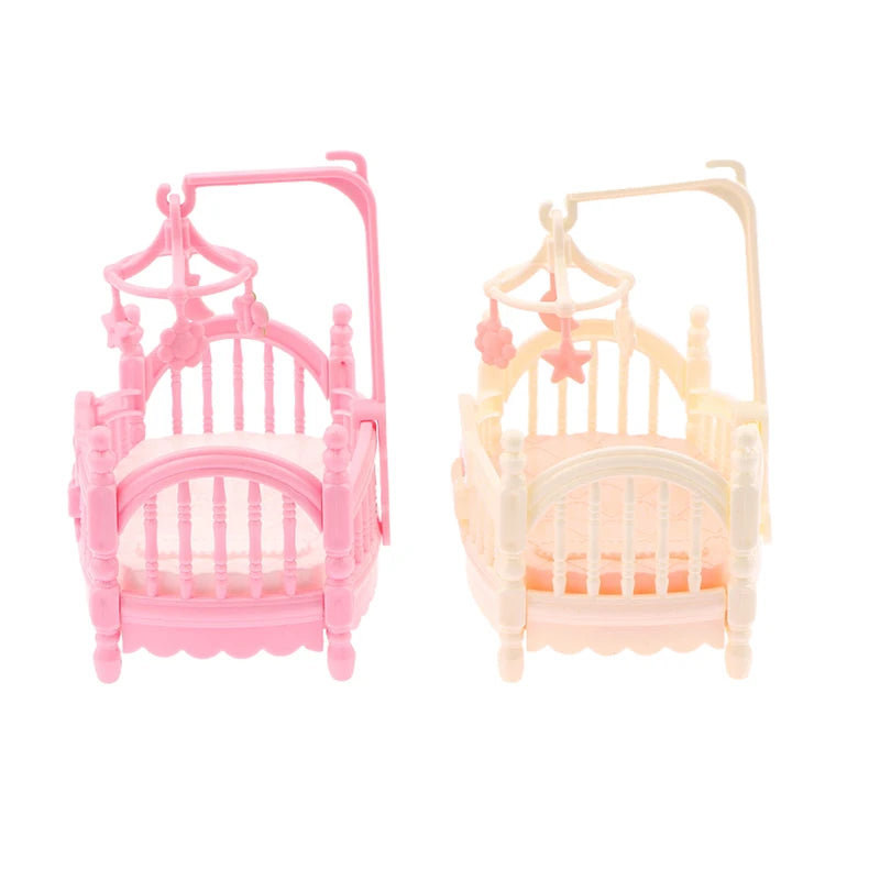 1Pcs 1:12 Dollhouse Simulation Mini Crib Baby Bed Model Dollhouse Bedroom Furniture Decoration Dolls House Accessories