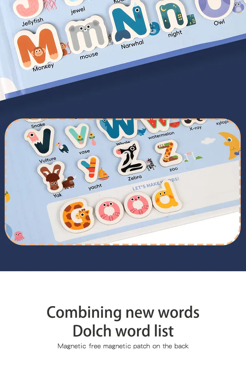 Montessori Quiet Busy Book Puzzle Early Education Toy 3+ Years Kids Alphabet Shape Matching Game Interactive Learning Preschool