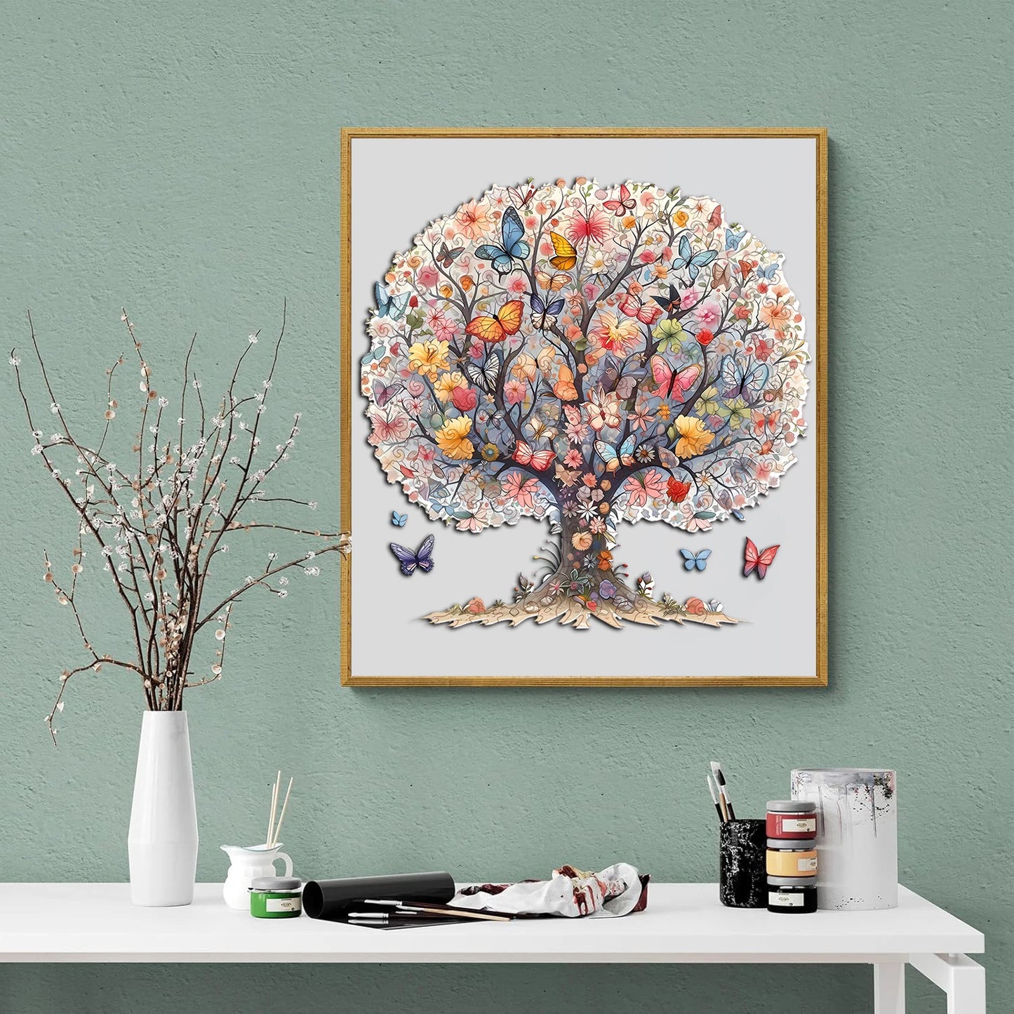 Adult Wooden Puzzle - Unique Animal Shaped Puzzle - Tree of Life Butterfly Puzzle - Creative Gift for Teenagers and Adults