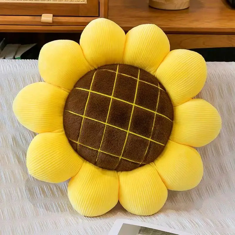 Kawaii Plush Stuffed Doll Cute Sunflower Cushion for Kids Birthday Gift Soft Toy for Sofa Car Window Seat Decorative Pillow