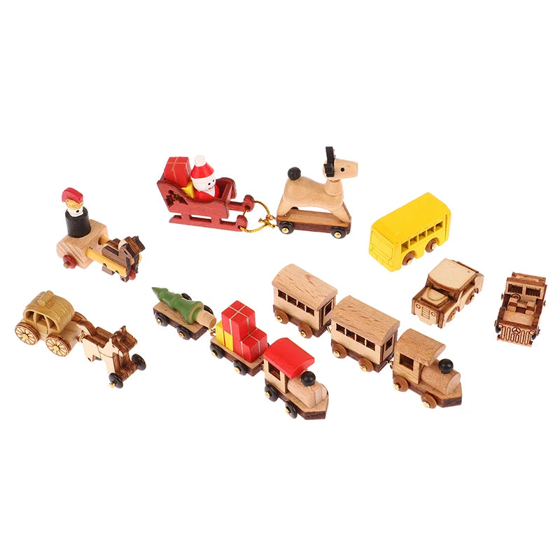 1PC Dollhouse Mini Wooden Car And Train Assembly Accessories Small Ornaments Micro Landscape For Doll House Decor Kids Toys