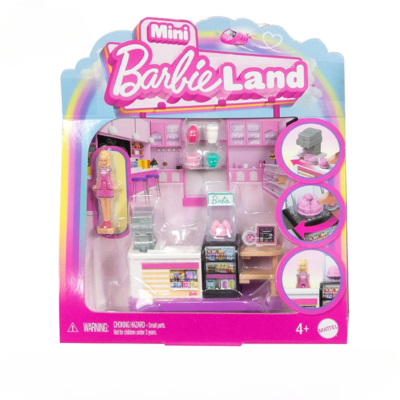 Original Barbie Mini Barbieland Doll Supermarket Bakery Toys for Girls Accessories House Hair Salon Pet Boutique Micro Furniture