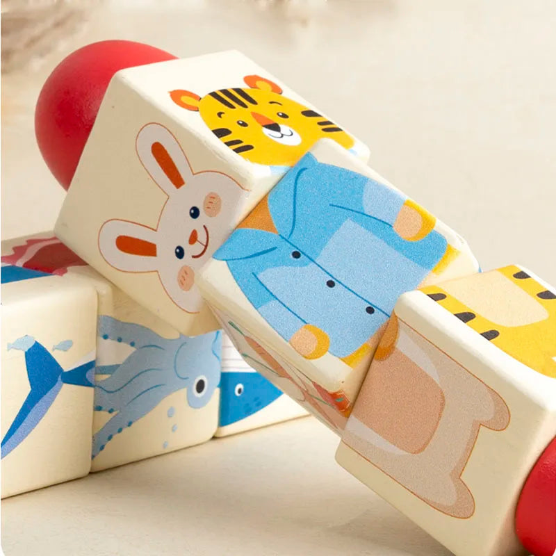 Wooden Forest Animals Marine Animals Rotating Puzzles Fine Motor Training Animal Cognition Matching Puzzle Educational Toys