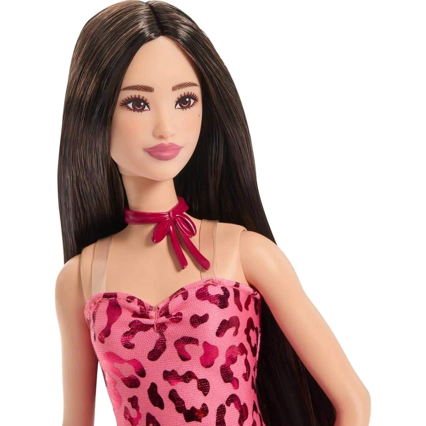 2026 New Original Barbie Doll Fashionistas Doll #246 Black Hair Pink Leopard Print Strapless Dress  Aisian Toys for Girls JJN59