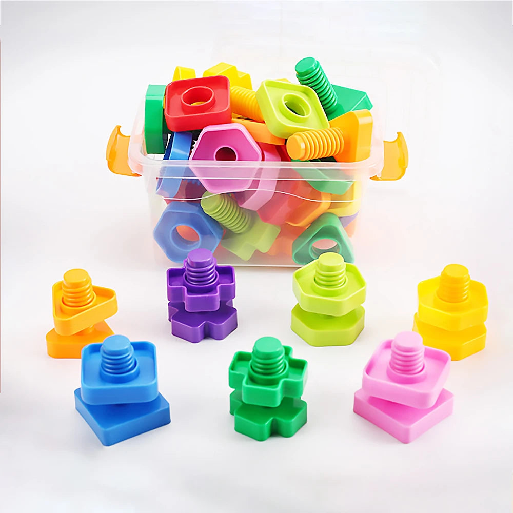 10/20pcs Set Screw Building Blocks Creative Mosaic Puzzle Toys For Children Plastic Insert Blocks Nut Shape Boys Educational Toy