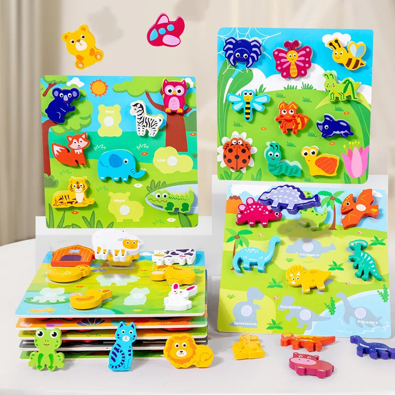 Children's 3D Puzzle Animal Transportation Sea Animal Fruits Early Education Fun DIY Paste Puzzle Toys for Kids Gifts
