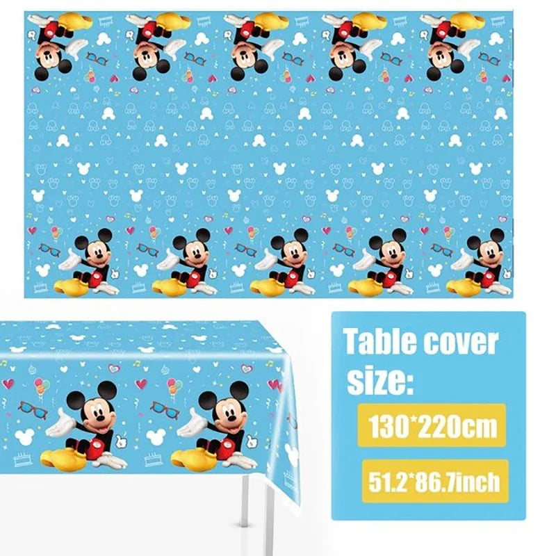 Mickey Mouse Birthday Party Decoration Blue Mickey Tableware Cups Plates Balloons Backdrop Pannents Gift Bag Kids Party Supplies