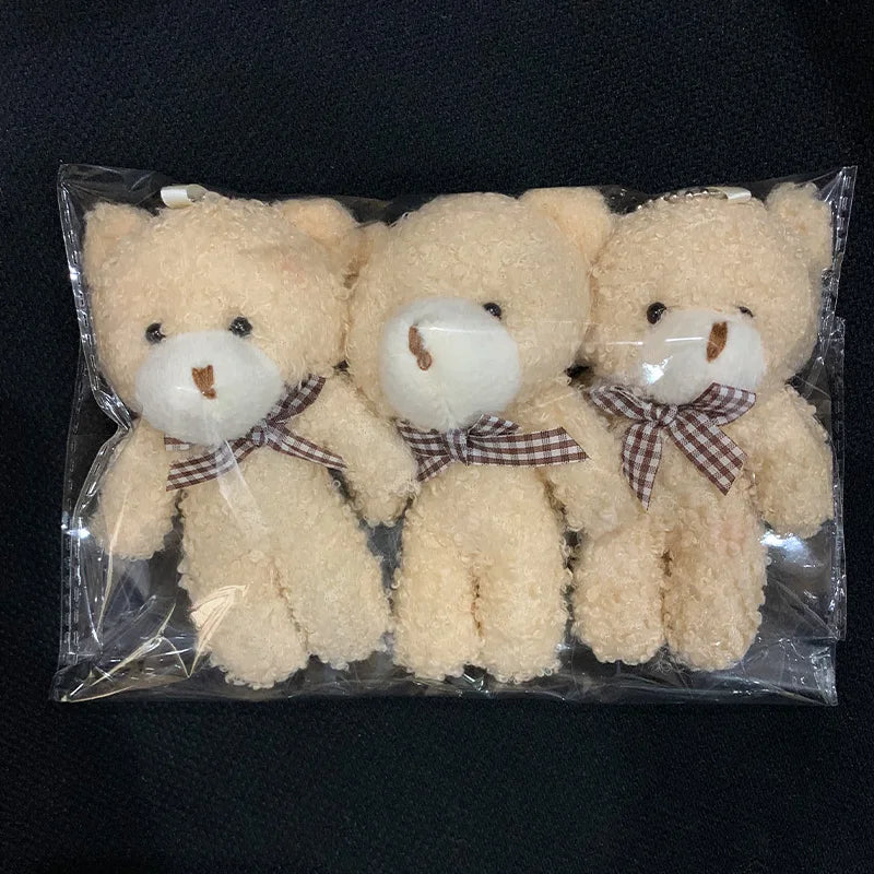 3pc/set 13cm Teddy Bear Plush Doll Animal Bear Stuffed Toy Keychain Cute Cartoon Rabbit Plush Key Ring Bag Pendant Children Gift
