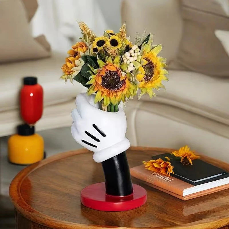 Creative New Mickey Mouse Wonderful Hand Storage Ornament Living Room Study Cartoon Flower Holder Home Decoration Vase