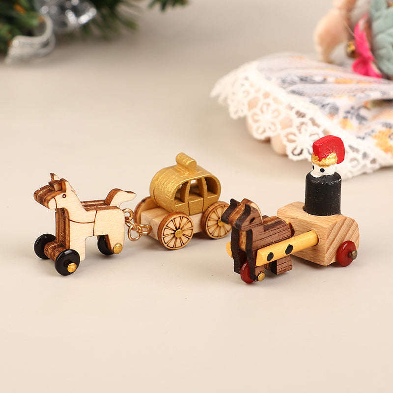 1PC Dollhouse Mini Wooden Car And Train Assembly Accessories Small Ornaments Micro Landscape For Doll House Decor Kids Toys