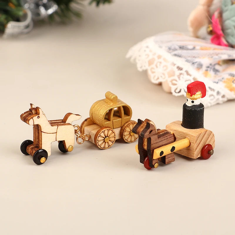 1PC Dollhouse Mini Wooden Car And Train Assembly Accessories Small Ornaments Micro Landscape For Doll House Decor Kids Toys