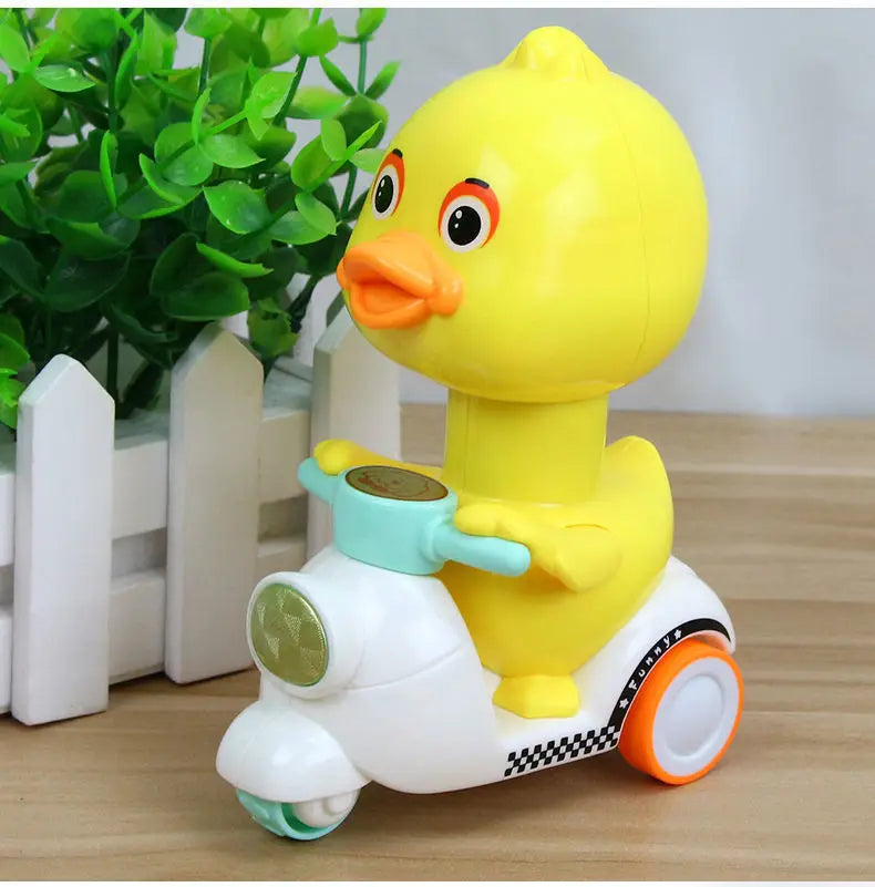Cute Stunt Press Yellow Duck Walk Toy (No Battery)