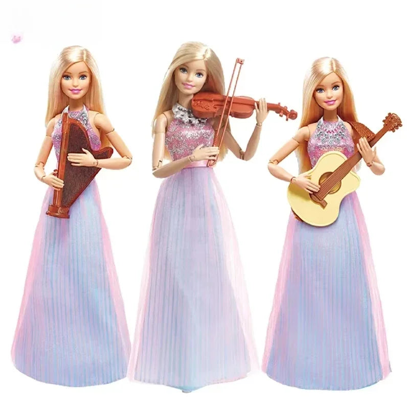 Genuine Barbie Fashionista Dolls Violin set Wedding dress Princess Toys for Girls Assortment Bonecas Barbie Doll Birthday Gifts