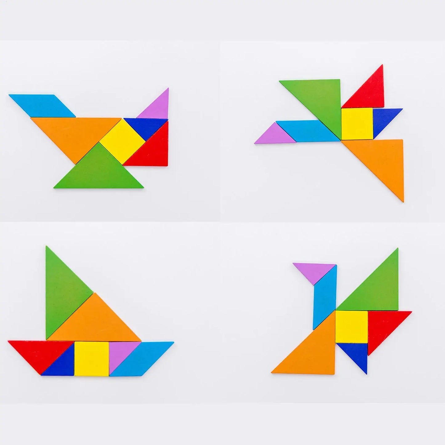 Wooden Blocks Puzzle Brain Teasers Toy Tangram Jigsaw Intelligence Colorful 3D Russian Blocks Montessori Educational Toys