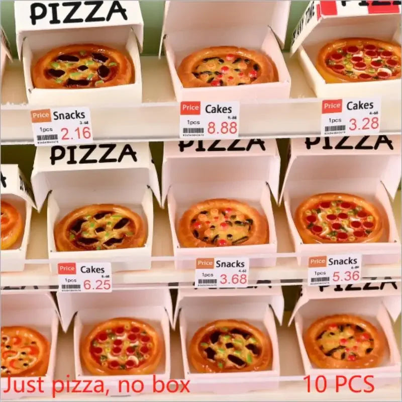 10 PCS Dollhouse Miniature Simulated Pizza Model Kitchen Food Accessories For Doll House Decor Kids Pretend Play Toys Gift