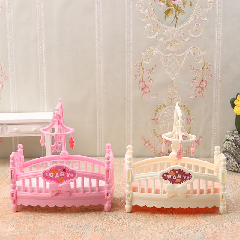 1Pcs 1:12 Dollhouse Simulation Mini Crib Baby Bed Model Dollhouse Bedroom Furniture Decoration Dolls House Accessories