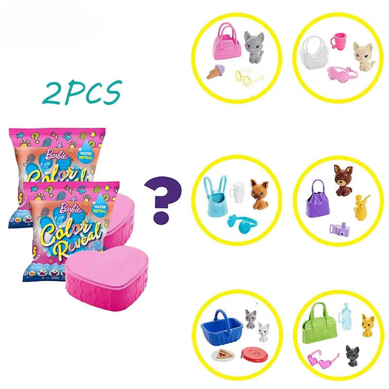 Original Barbie Color Reveal Foam Dolls Pet Friend with 25 Surprises  Scented Bubbles Princess Doll Toys for Girls Gift